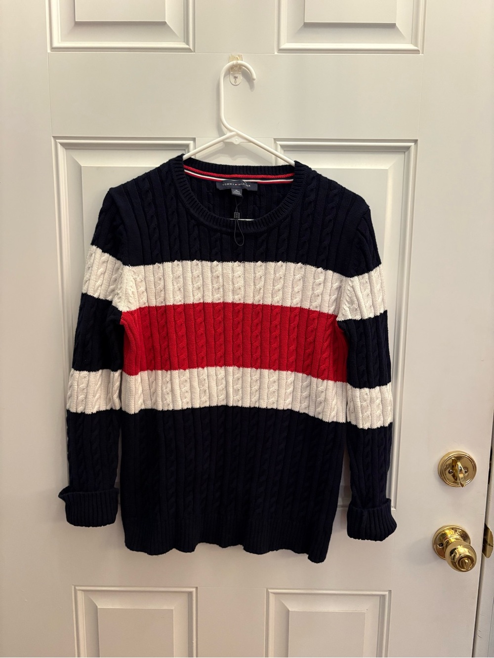 Tommy Hilfiger Women’s Cable Knit Colorblock Flag Sweater